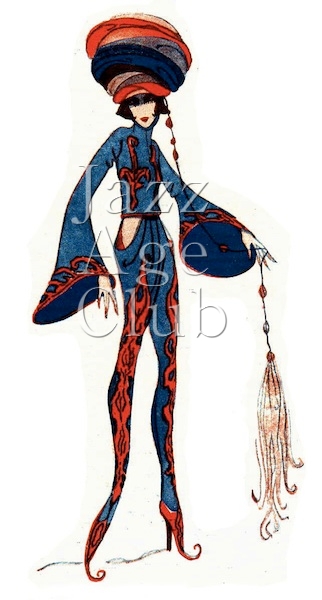 Dolly Tree's costume sketch for the Persian Carpet scene in Julian Wylie's The Peepshow at the London Hippodrome, 1921