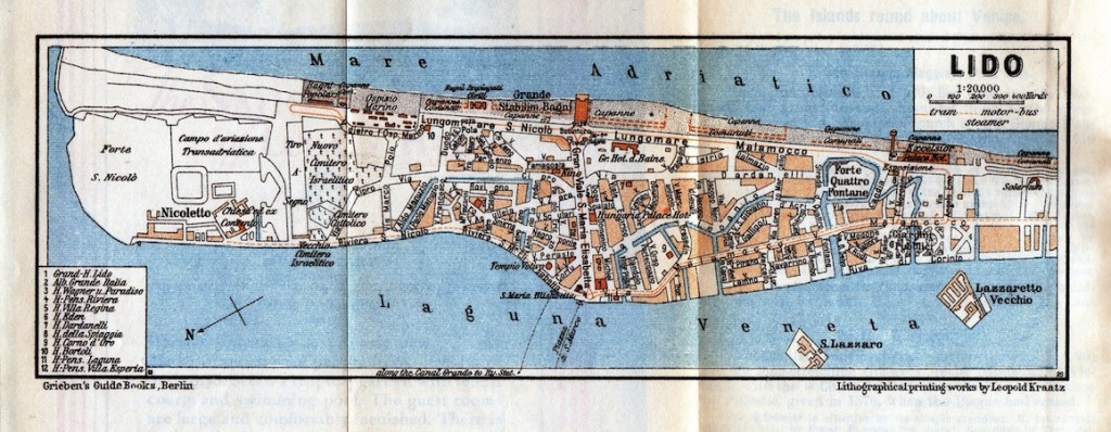 A map of the Lido, Venice, 1920s