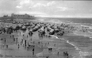 A view of the beach at Ostend, 1920s