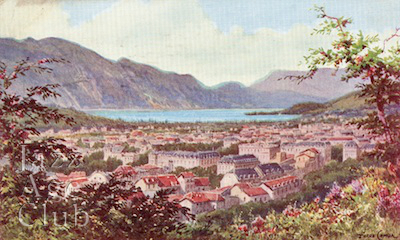 A view of Aix Le Bains, toward Lac du Bourget, 1920s