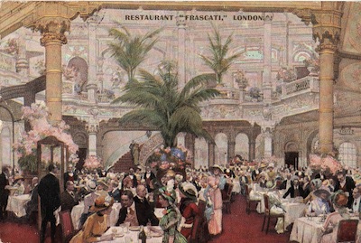 An impression of the interior of Frascati restaurant, London