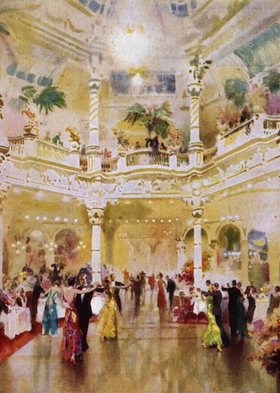 An impression of the interior of Frascati restaurant with dancers, London