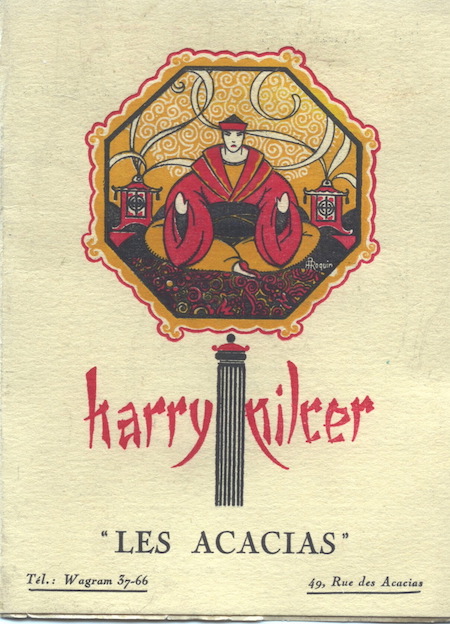 The programme cover for Harry Pilcer's Acacias nightclub, Paris, 1920s