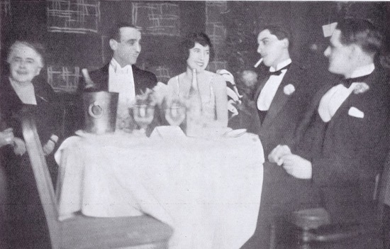 A candid photo of the dancers Moss and Fontana with there guests at the Acacias Nightclub, Paris, 1920s