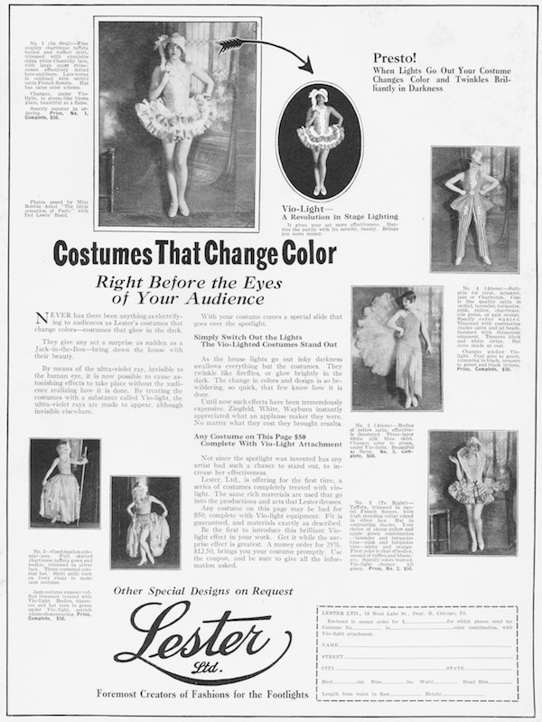 Advert for Costumes that Change Colour from Lester Ltd, 1926