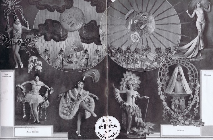 The scene Soleil de 1927 and 1928 with costumes designed by Zig for the show De La Folie Pure at the Folies Bergere, 1929