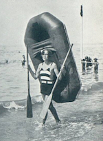 Fay Harcourt on the beach at Deauville, 1928 (image courtesy of The Mary Evans Picture Library from The Sphere 11/8/28)