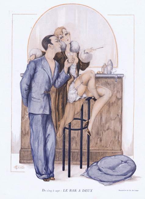 A sketch entitled 'De Cinq a Sept' Le Bar a Deux, 1920s