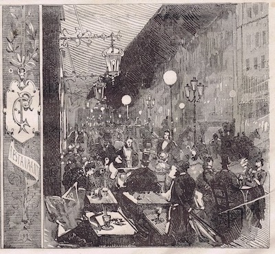 The terrace of Cafe De Paris, Paris on the Avenue de L'Opera 1878