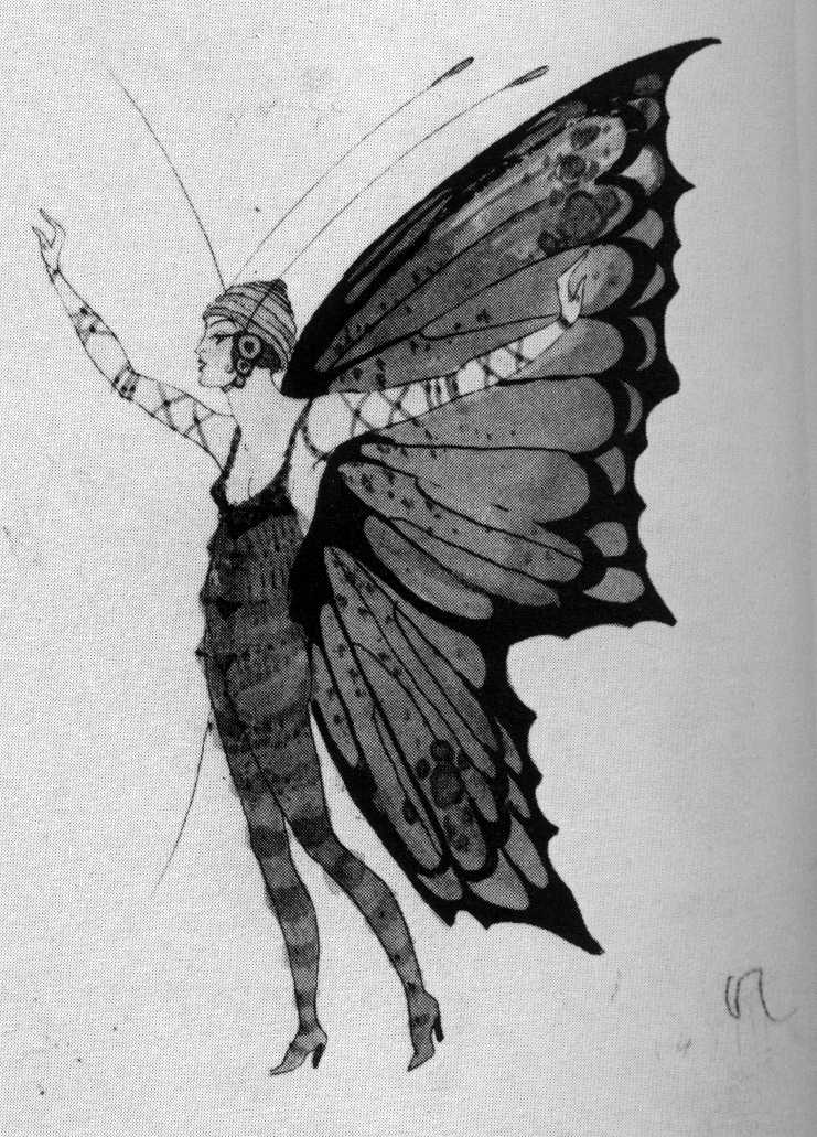 A costume design by Hugh Willoughby for a butterfly (taken from the internet)