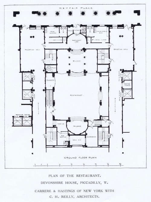Plan of the Devonshire Restaurant