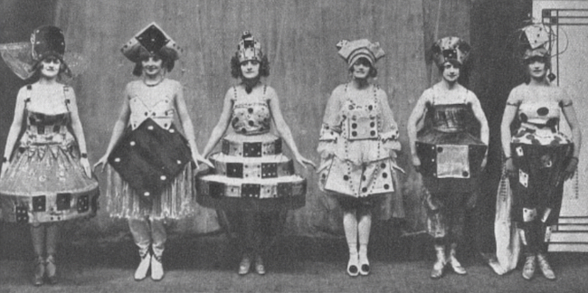 Costumes by Hugh Willoughby seen in The Whirligig, London, 1920 (image courtesy of Mary Evans Picture Library from The Bystander 24/3/20)