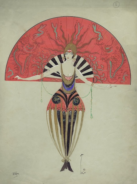 A costume design by Hugh Willoughby for a fan, 1920