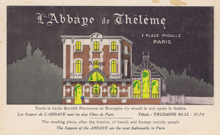 Postcard for Abbaye de Theleme, Montmarte
