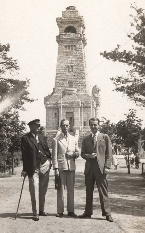 Karl Grube (elft), Fidi Grube (Centre) and Horst Riehmer (left) at the Bismarck-Tower at the Wannsee, 1920s