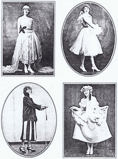 Four costumes designed by Dolly Tree for Annie Croft in the Peepshow at the London Hippodrome (1921)